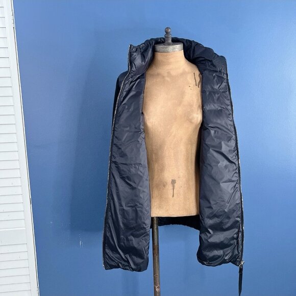 Moncler MAGLIONE Tricot Wool Knit & Quilted Down Cardigan Black Coat Women Large - Picture 6 of 11